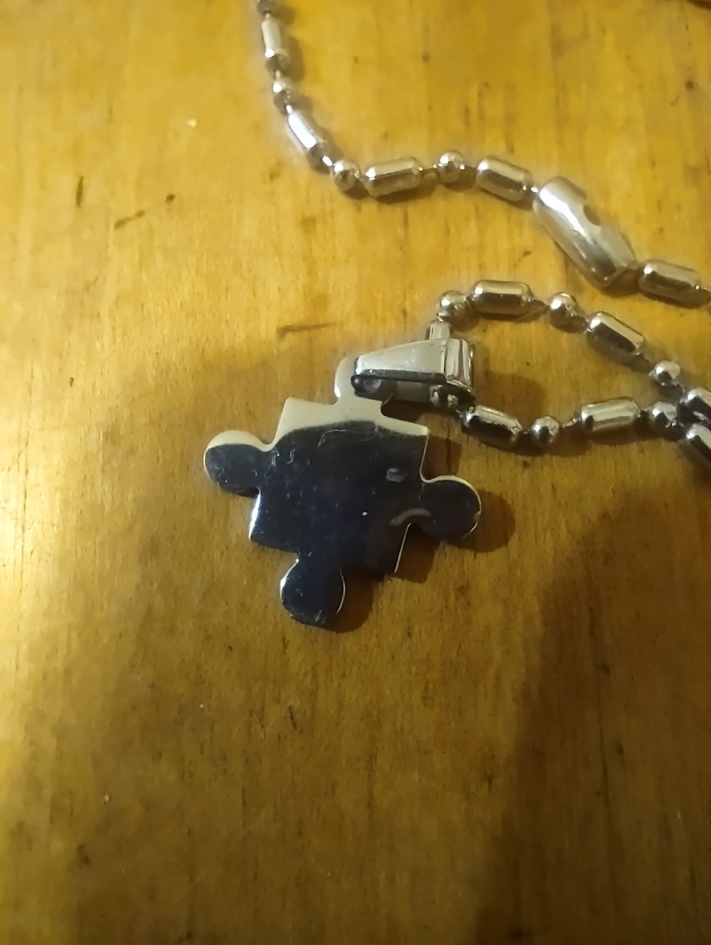 Silver Toned Puzzle Piece Pendant Necklace - Picture 5 of 7
